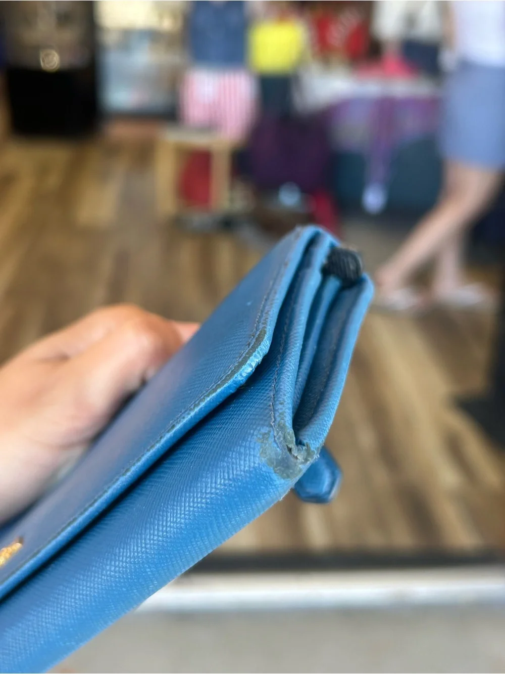 Prada Wallet Saffiano Double in Cobalt